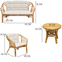 Salotto da giardino esterno set mobili divano 2 posti poltrone e tavolino legno rattan