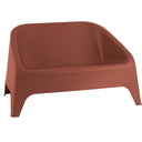 Salotto da giardino esterno divano sedie e tavolino 4 posti in plastica design outdoor rosso