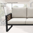 Set salotto da giardino 5 posti divano sedie con braccioli e cuscino e tavolino rettangolare comfort e relax