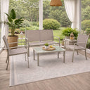 Salon de jardin en aluminium blanc et taupe