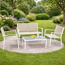 Salon de jardin en aluminium blanc et taupe