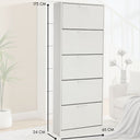 Scarpiera 5 Ante Doppie Ribalta Mobile Salvaspazio in Legno 65x24x173 Bianco Opaco
