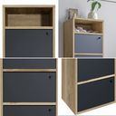 Space-Saving Column Shoe Rack for Entrance Hall, 4 Doors, Oak and Black – 42x33x118h