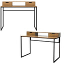Scrivania Industrial Casa e Ufficio, 2 Cassetti e Ripiano Pc, Legno MDF e Metallo
