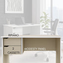 Scrivania Ufficio 2 Cassetti Tavolo Ripiano Pc Computer, Compatta