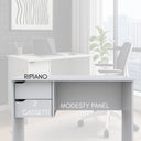 Scrivania Ufficio 2 Cassetti Tavolo Ripiano Pc Computer, Compatta
