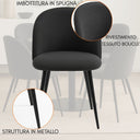 Set 4 Sedia Sala da Pranzo Imbottita Bouclé Poltrona Design Moderno