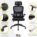 Sedia da Ufficio Ergonomica con Braccioli Pieghevoli, Poggiatesta e Supporto Lombare