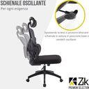 Sedia da Ufficio Ergonomica con Braccioli Pieghevoli, Poggiatesta e Supporto Lombare