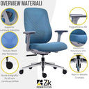 Sedia ufficio girevole poltrona con supporto lombare regolabile e poggiabraccia da scrivania per studio o smart working