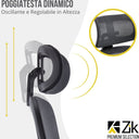 Sedia da Ufficio Ergonomica con Braccioli Pieghevoli, Poggiatesta e Supporto Lombare