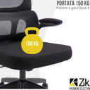 Sedia da Ufficio Ergonomica con Braccioli Pieghevoli, Poggiatesta e Supporto Lombare