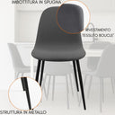 Set 4 Sedia Sala da Pranzo Imbottita Bouclé Design Moderno Impilabile