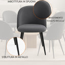 Set 4 Sedia Sala da Pranzo Imbottita Bouclé Poltrona Design Moderno