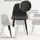Set 4 Sedia Sala da Pranzo Imbottita Bouclé Design Moderno Impilabile