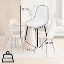 Set 4 Sedia Sala da Pranzo Imbottita Bouclé Design Moderno Impilabile