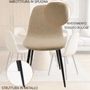Set 4 Sedia Sala da Pranzo Imbottita Bouclé Design Moderno Impilabile
