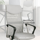 Sedia da Ufficio Ergonomica Poltrona Girevole con Braccioli, Altezza Regolabile