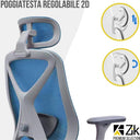 Sedia da ufficio ergonomica poltrona con supporto lombare regolabile braccioli e poggiatesta 2D