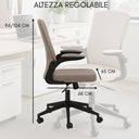 Sedia da Ufficio Ergonomica Girevole, Poltrona con Braccioli Pieghevoli