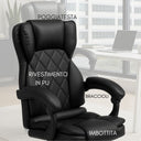 Sedia da Ufficio Poltrona Ergonomica Imbottita Girevole con Braccioli e Poggiatesta
