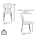 Set 4 Sedie Sala da Pranzo Imbottite in Tessuto cm 48x86h