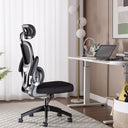 Sedia da Ufficio Ergonomica con Braccioli Pieghevoli, Poggiatesta e Supporto Lombare
