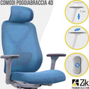 Sedia da ufficio ergonomica braccioli poggiatesta e supporto lombare