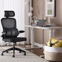 Sedia da Ufficio Ergonomica con Braccioli Pieghevoli, Poggiatesta e Supporto Lombare