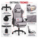 Sedia Gaming Poltrona Girevole con Supporto Lombare Poggiatesta e Braccioli Regolabili
