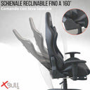 XL X-BULL Gaming Chair with Footrest Office Computer Reclining with Lumbar Support BLACK