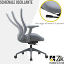 Sedia ufficio poltrona ergonomica girevole con supporto lombare e braccioli altezza regolabile