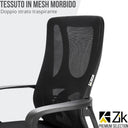 Sedia Ufficio Ergonomica con Braccioli e Supporto Lombare, Altezza Regolabile, Oscillante e Girevole - Nera