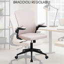 Sedia da Ufficio Ergonomica Girevole, Poltrona con Braccioli Pieghevoli