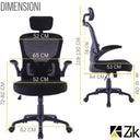 ZIK Black Ergonomic Office Chair with Folding Armrests, Lumbar Support, Headrest