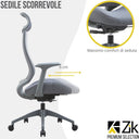 Sedia da Ufficio Poltrona Girevole Presidenziale Ergonomica Braccioli e Poggiatesta Supporto Lombare da Scrivania