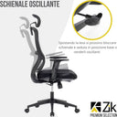 Chaise de bureau ergonomique professionnelle CLEO avec accoudoirs réglables, support lombaire, 150 kg