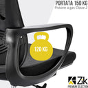 Sedia Ufficio Ergonomica con Braccioli e Supporto Lombare, Altezza Regolabile, Oscillante e Girevole - Nera