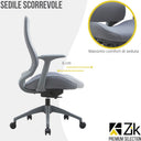 Sedia ufficio poltrona ergonomica girevole con supporto lombare e braccioli pistone a gas