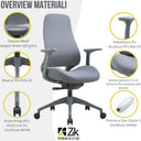 Sedia ufficio poltrona ergonomica girevole con supporto lombare e braccioli imbottita altezza regolabile