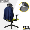 Sedia Ufficio Ergonomica Girevole con Supporto Lombare Poggiatesta e Poggiabraccia