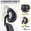 Ergonomic Office Chair with Folding Armrests, Headrest, and Lumbar Support