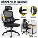 Ergonomic Office Chair with Folding Armrests, Headrest, and Lumbar Support