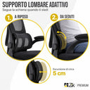 Ergonomic Office Chair with Folding Armrests, Headrest, and Lumbar Support