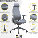 Sedia da Ufficio Poltrona Girevole Presidenziale Ergonomica Braccioli e Poggiatesta Imbottita Supporto Lombare