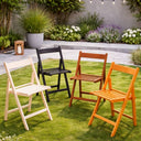Set 4 Sedia Giardino in Legno Pieghevole Salvaspazio per Balcone o Terrazza