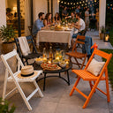 Set 4 Sedia Giardino in Legno Pieghevole Salvaspazio per Balcone o Terrazza Compatta