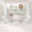 Set salotto da giardino 5 posti divano sedie con braccioli e cuscino e tavolino rettangolare mobili esterno design outdoor moderno