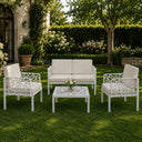Set Salotto da Giardino Divano 2 Posti Poltrone con Braccioli e Cuscini e Tavolino per Piscina Terrazza design outdoor