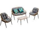 Salotto da giardino 4 posti set divano poltrone e tavolino design outdoor con cuscini